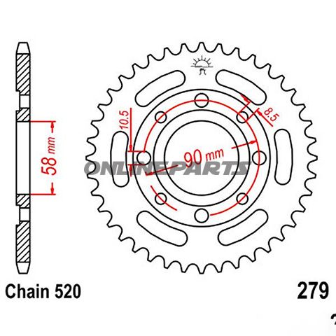 Rear Sprocket 32Tooth Pitch 520Inner Diameter 058 Bolt Spacing 090