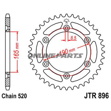Rear Sprocket 50Tooth Pitch 520Inner Diameter 165 Bolt Spacing 190