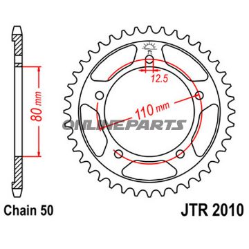Rear Sprocket 44Tooth Pitch 530Inner Diameter 080 Bolt Spacing 110