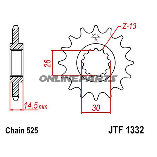 Front Sprocket 16 Tooth 525Narrow Spline 26/30
