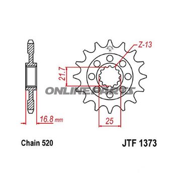 Racing Fortandhjul 15Z dele 520 fint tandet indre diameter 21.7/25
