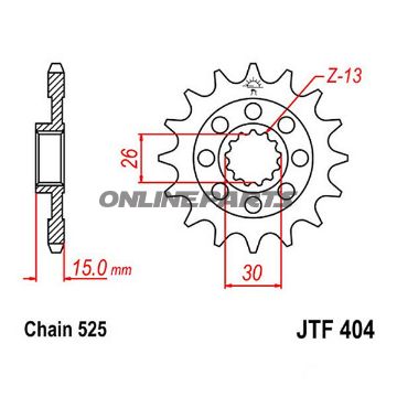 Racing Fortandhjul 14Z dele 525 fint tandet indre diameter 26/30