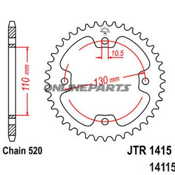 Rear Sprocket 37Tooth Pitch 520Inner Diameter 110 Bolt Spacing 130
