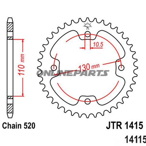 Rear Sprocket 37Tooth Pitch 520Inner Diameter 110 Bolt Spacing 130