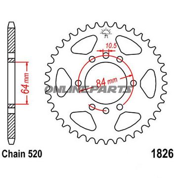 Rear Sprocket 32Z Pitch 520Inner Diameter 064 Bolt Spacing 084