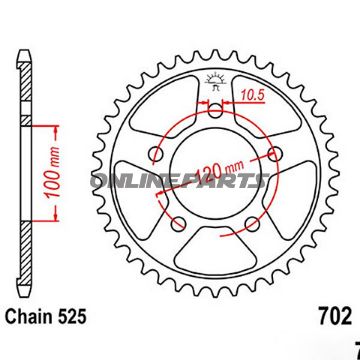 Rear Sprocket 43Tooth Pitch 525Inner Diameter 100 Bolt Spacing 120