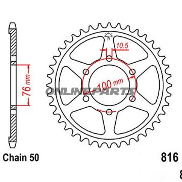 Rear Sprocket 39 Tooth Pitch 530Inner Diameter 076 Bolt Spacing 100