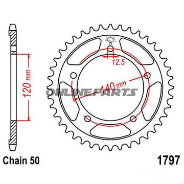 Rear Sprocket 43Tooth Pitch 530Inner Diameter 120 Bolt Spacing 140
