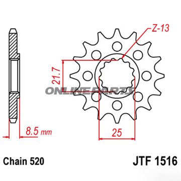 Front Sprocket 17T Pitch 520 Racingnarrow Spline 21.7/25