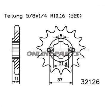 Front Sprocket 17Tooth Pitch 520Large Spline 6 Inner Diameter 21.4/25