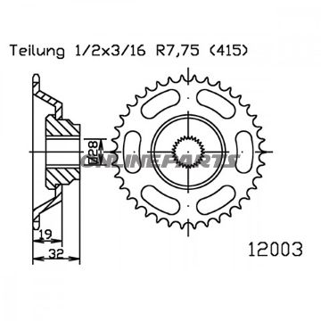 Rear Sprocket 45 Tooth Pitch 415Inner Diameter 28