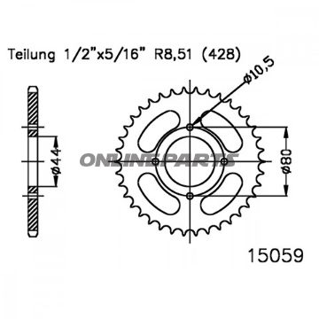 Rear Sprocket 28 Tooth Pitch 428Inner Diameter 044 Bolt Spacing 080