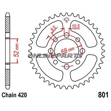 Rear Sprocket 48 Tooth Pitch 420Inner Diameter 052 Bolt Spacing 068