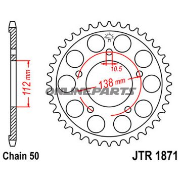Rear Sprocket 52 Tooth Pitch 530 Silverinner Diameter 112 Bolt Spacing 138