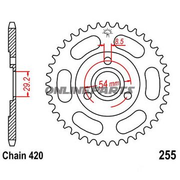 Rear Sprocket 39 Tooth Pitch 420Inner Diameter 29.2 Bolt Spacing 054