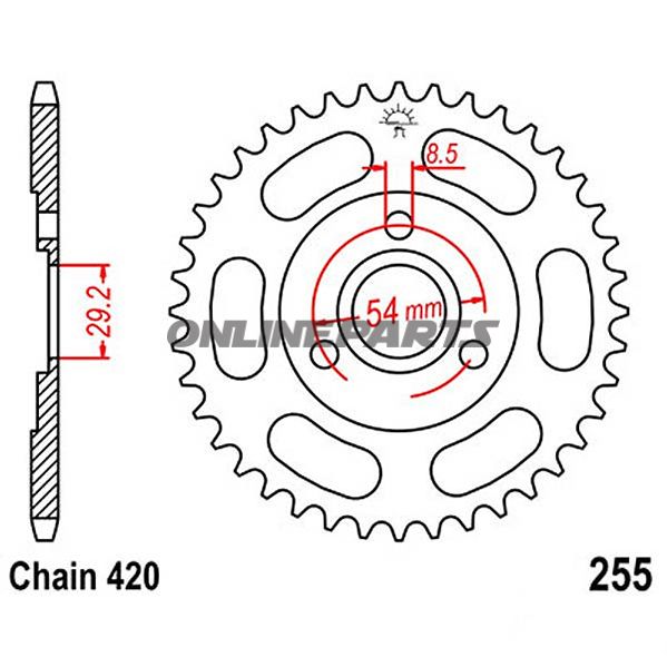 Rear Sprocket 39 Tooth Pitch 420Inner Diameter 29.2 Bolt Spacing 054