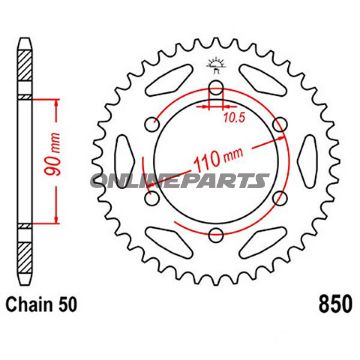Rear Sprocket 32 Tooth Pitch 530Inner Diameter 090 Bolt Spacing 110