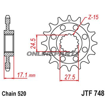 Front Sprocket 14Tooth Pitch 520Narrow Spline Inner Diameter 25/28