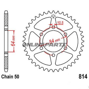 Kædehjul 43T Deling 530 Indvendig Diameter 064 Boltcirkel 084