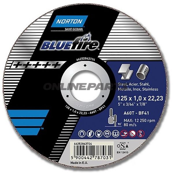 Cutting Disk 76X1x6.35Gerade Metall Norton Blue Fire