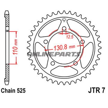 Rear Sprocket 44 Tooth Pitch 525Inner Diameter 110 Bolt Spacing130.8