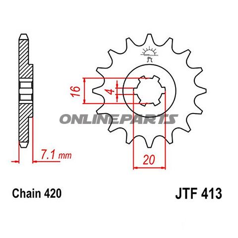 Front Sprocket 11T Pitch 420Large Spline 4Mm 16/20