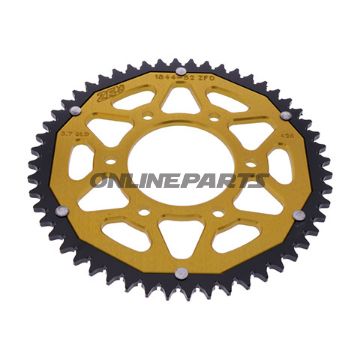 Tandhjul Dual 52Z tænder 428 guld ZF Indre diameter 076 Hulmønster 100