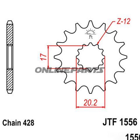Ritzel 13Z Teilung 428 feinverzahnt Innendurchmesser 17/20.2