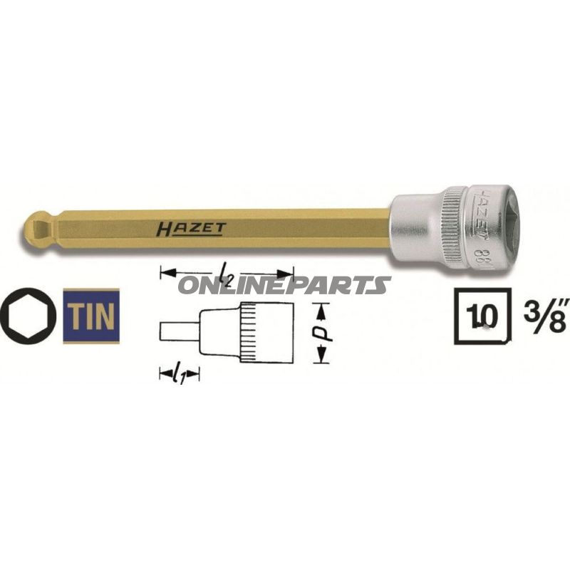 Innensechskant-Stecknuss 3/8 6MM Länge 116MM mit Kugelkopf