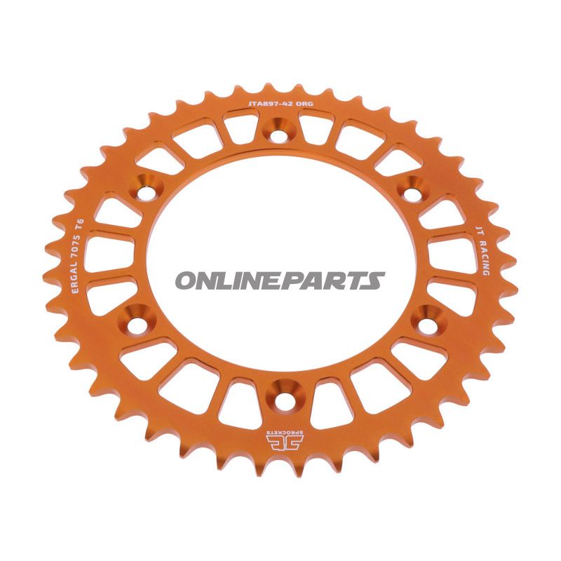 Alu-Kettenrad 42Z Teilung 520 orange JT Innendurchmesser 125 Lochkreis 150