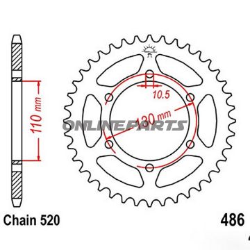 Tandhjul 41Z tænder 520 indvendig diameter 110 hulmønster 130