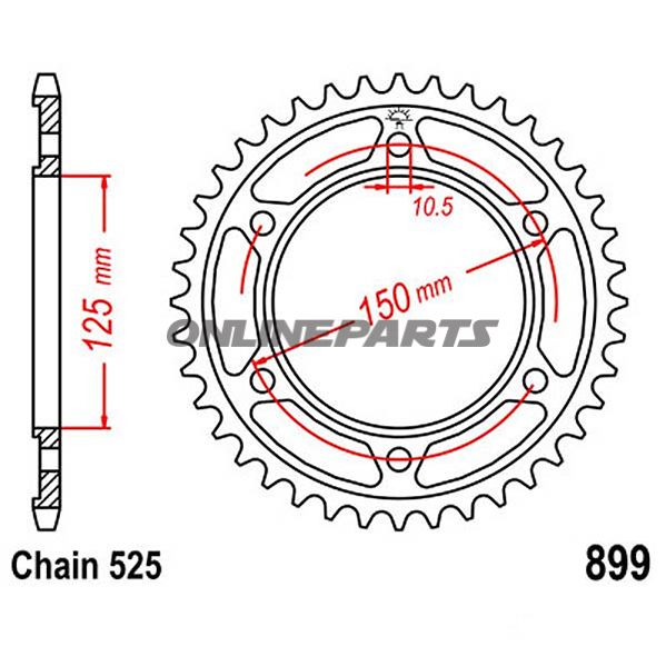 Tandhjul 40Z tænder 520 sort Indre diameter 098 hulmønster 118