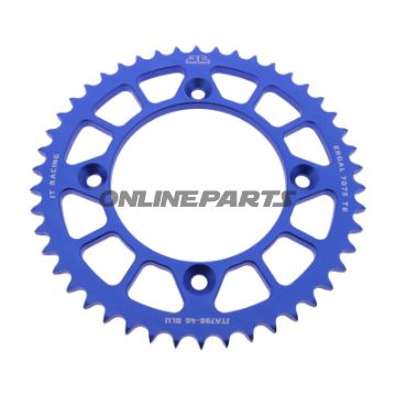BAGESTE TANDHJUL ALUMINIUM 46 TAND PITCH 428 BLÅ JT INDVENDIG DIAMETER 100 BOLTAFSTAND 120