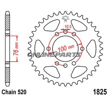 Tandhjul 41Z tænder 520 indre diameter 076 hulmønster 100