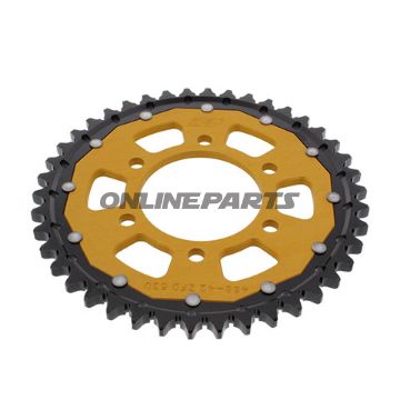 Tandhjul Dual 42Z tænder 530 guld ZF Indre diameter 080 Hulmønster 104