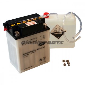Motorcykelbatteri Yb14a-A2 Jmt inklusive syrepakke