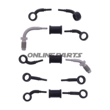 Bremsslange Stålflex Kit Tilslutning sort 5-delt