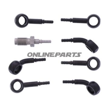 Bremsslange Stålflex Kit Tilslutning sort 4-delt