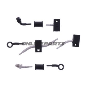 FLETTET STÅL BREMSESLANGE KIT FITTINGS SORT 4 DELE
