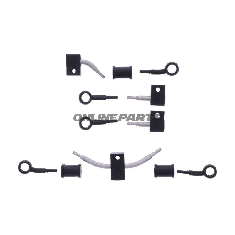 FLETTET STÅL BREMSESLANGE KIT FITTINGS SORT 5 DELE