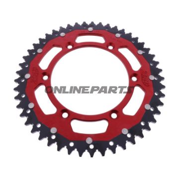 BAGESTE TANDHJUL DOBBELT 49 TANDHØJDE 520 RØD ZF INDVENDIG DIAMETER 130 BOLTAFSTAND 150