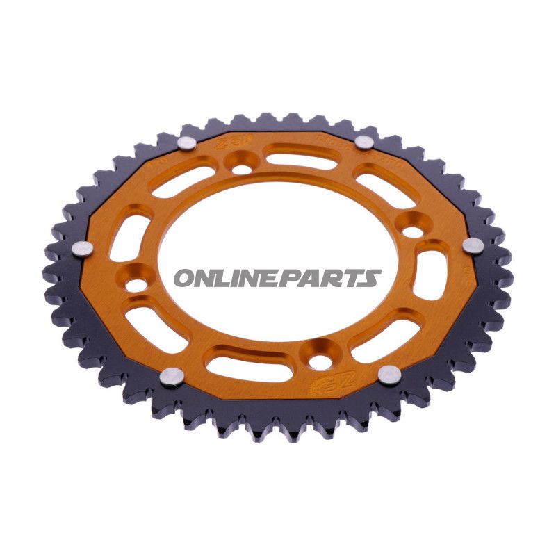Tandhjul Dual 46T Pitch 420 orange ZF indvendig diameter 098 Bolt Cirkel 118 bl.a. KTM SX 65 
