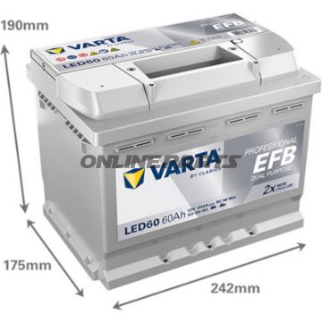 Starter- og forsyningsbatteri 12V 60AH EFB ID Professionel dobbeltfunktion