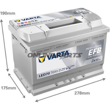 Starter- og forsyningsbatteri 12V 70AH EFB ID Professionel dobbeltfunktion