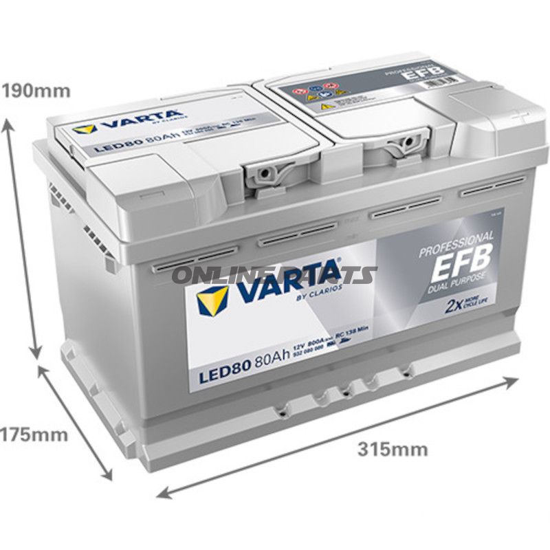 Starter- og forsyningsbatteri 12V 80AH EFB ID Professionel dobbelt funktion